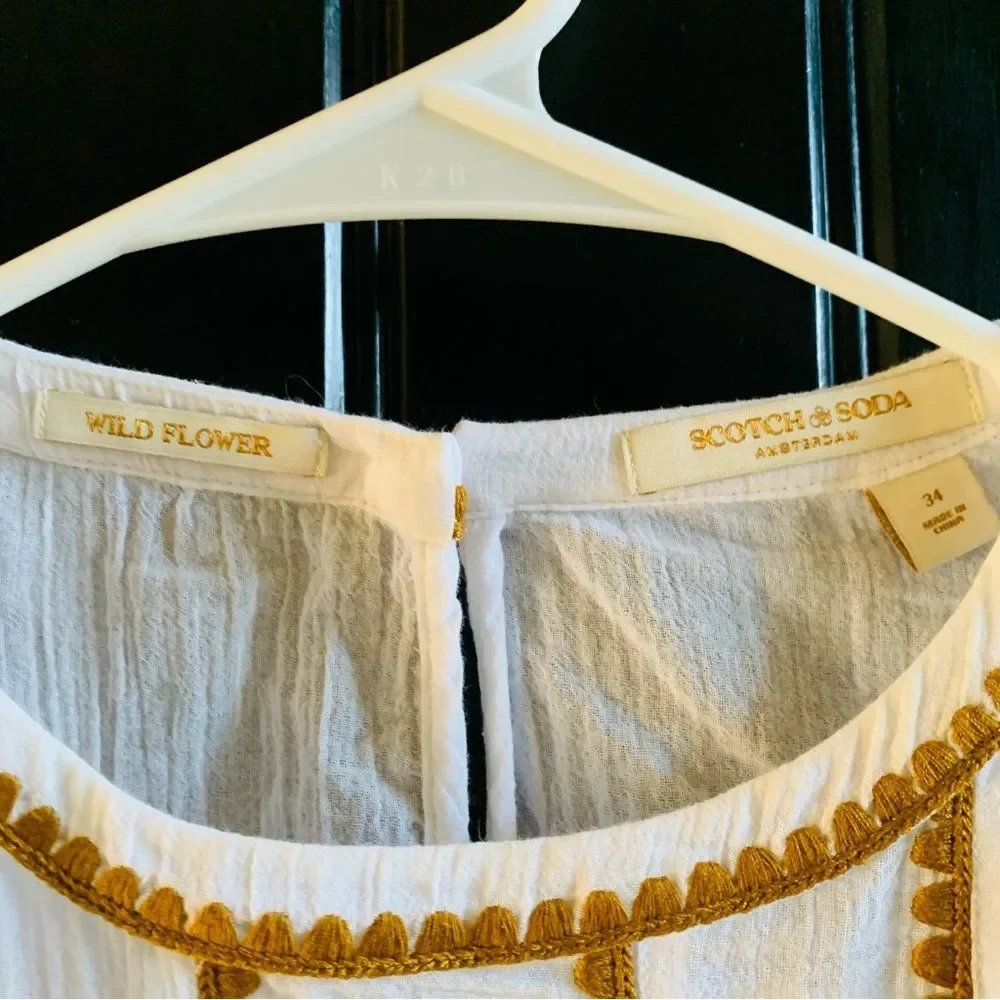 SCOTCH & SODA Embroidered Organic Cotton Blouse | Size 34 | XS - Picture 2 of 7